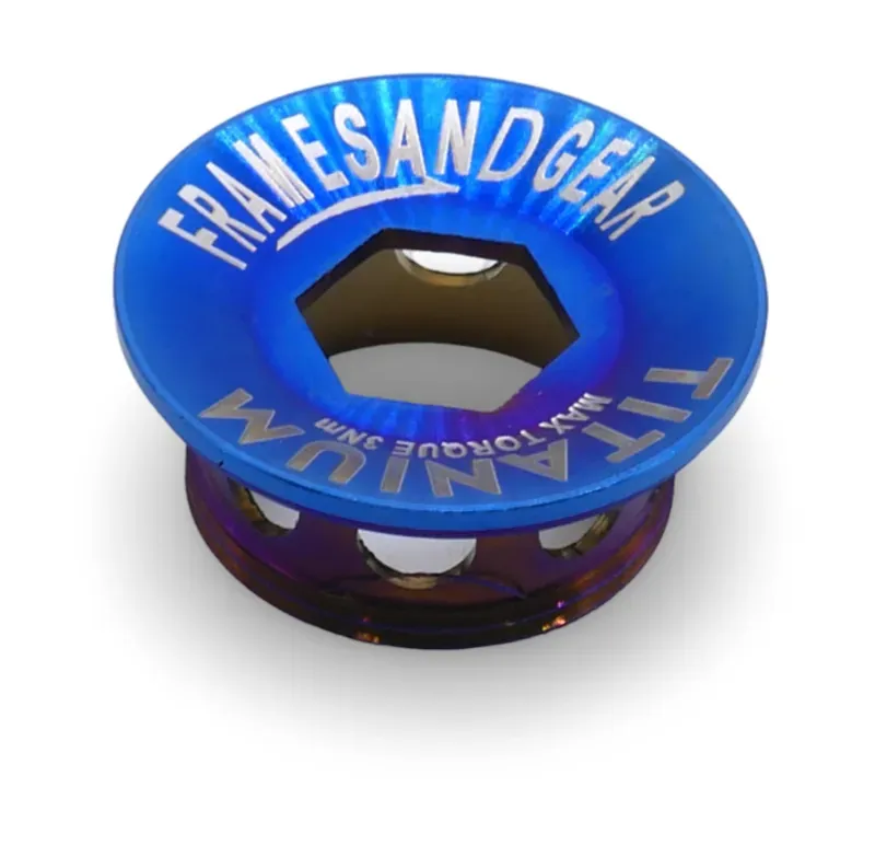 Framesandgear Titanium Crank Arm Cover Bolt for Shimano Cranks Bronze Blue-1