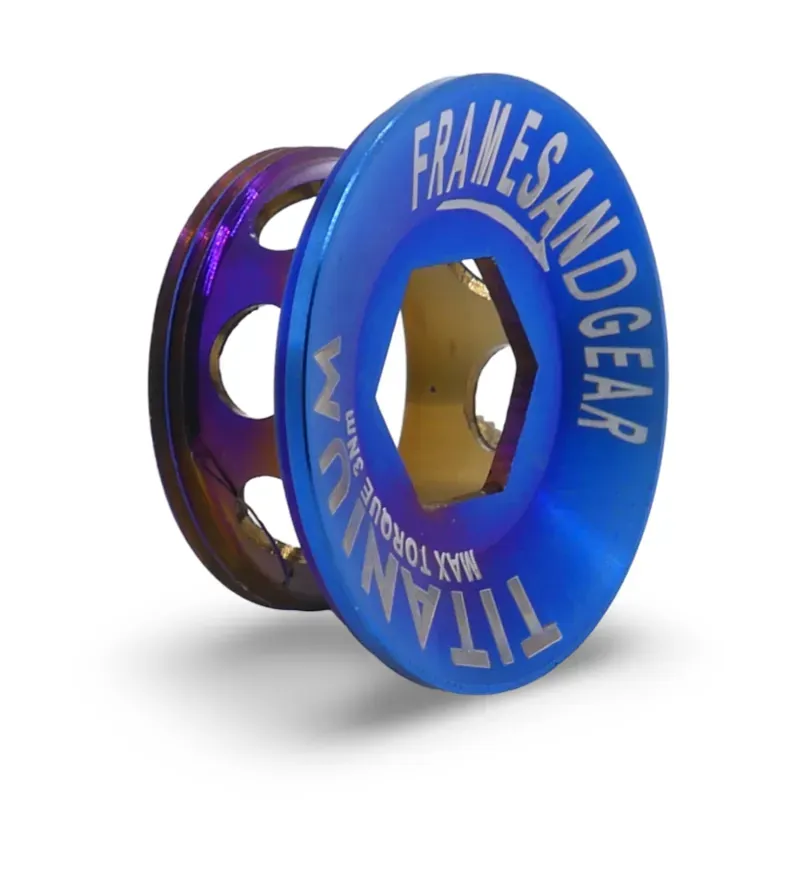 Framesandgear Titanium Crank Arm Cover Bolt for Shimano Cranks Bronze Blue