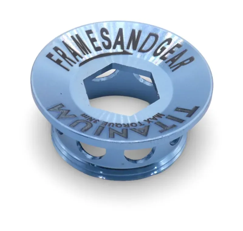 Framesandgear Titanium Crank Arm Cover Bolt for Shimano Cranks Clear Blue-1