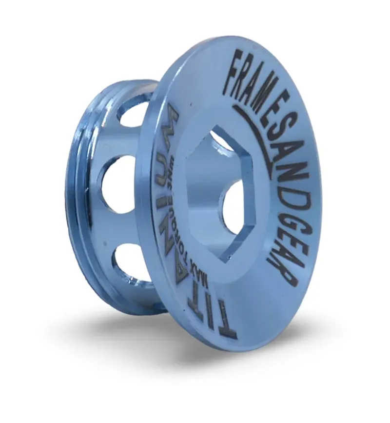 Framesandgear Titanium Crank Arm Cover Bolt for Shimano Cranks Clear Blue