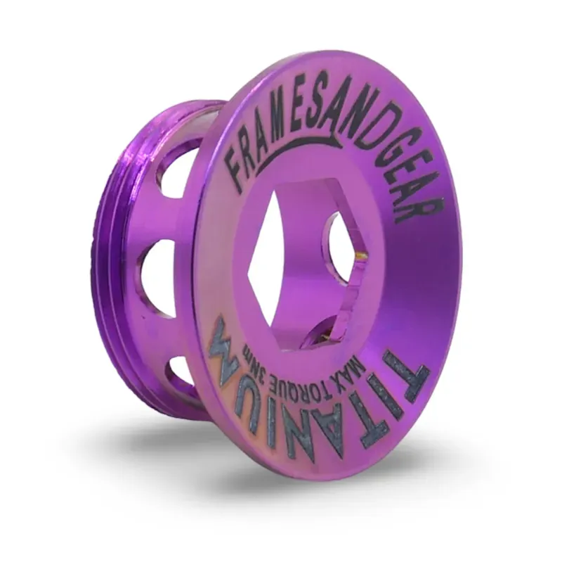 Framesandgear Titanium Crank Arm Cover Bolt for Shimano Cranks Purple