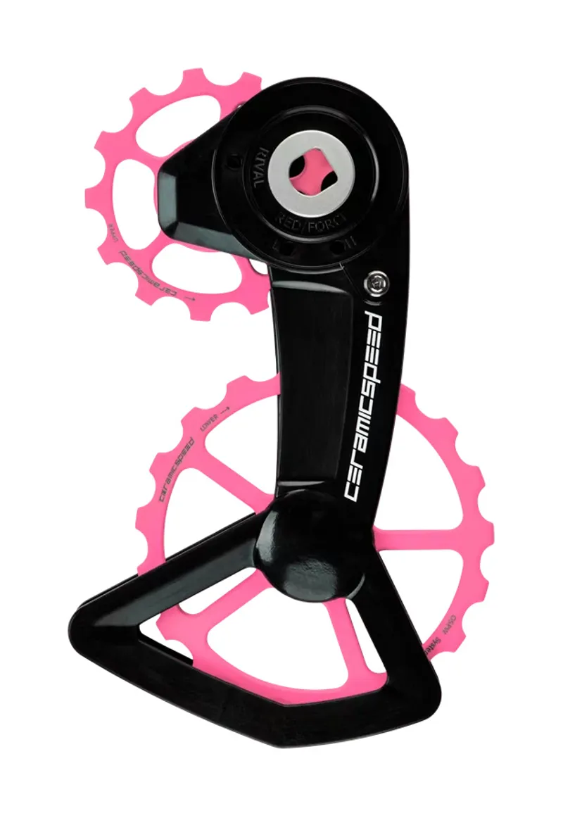 CeramicSpeed OSPW System Cerakote Coated SRAM Rival Red Force Rival AXS XPLR Pulley Wheels Pink Limited Edition