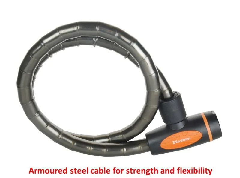 Master Lock Armoured Cable Key Lock 18mm X 1m 8228 Black