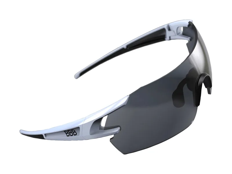 BBB FullView Sport Glasses White Black Tip Smoke Lens