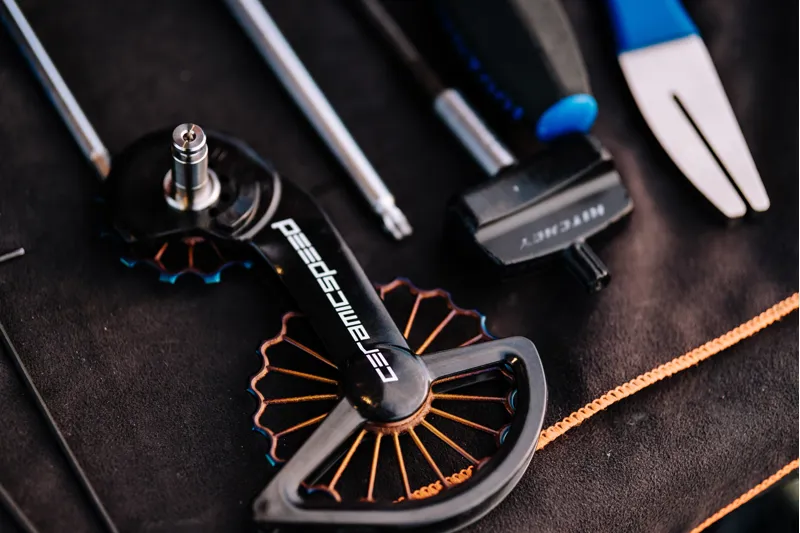 CeramicSpeed OSPW 3D Hollow Titanium Coated Oil Slick SRAM AXS XPLR-2