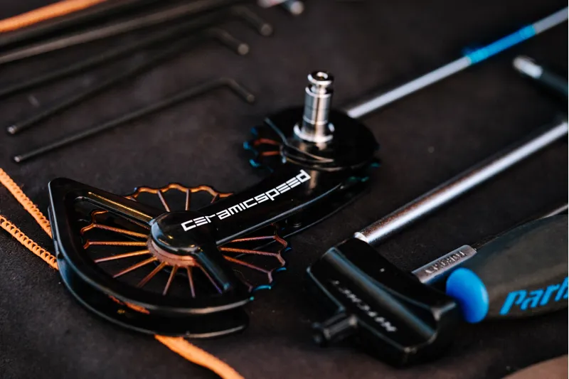 CeramicSpeed OSPW 3D Hollow Titanium Coated Oil Slick SRAM AXS XPLR-6