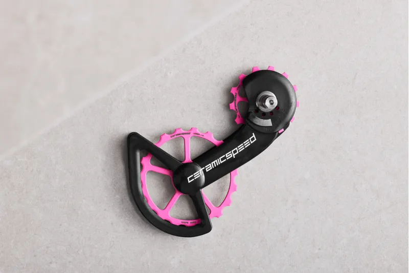 CeramicSpeed OSPW System Cerakote Coated SRAM Rival Red Force Rival AXS XPLR Pulley Wheels Pink Limited Edition-8