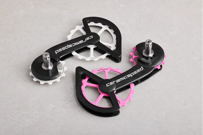 CeramicSpeed OSPW System Cerakote Coated SRAM Rival Red Force Rival AXS XPLR Pulley Wheels Pink Limited Edition-9