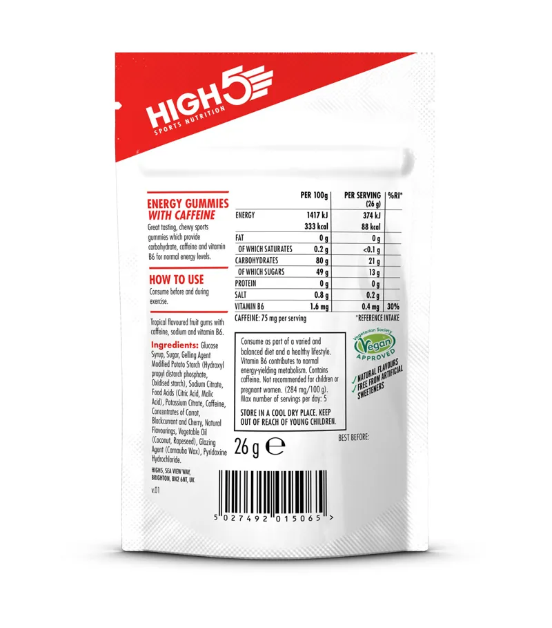 High5 Energy Gummies Caffeine x10 26g Tropical-1