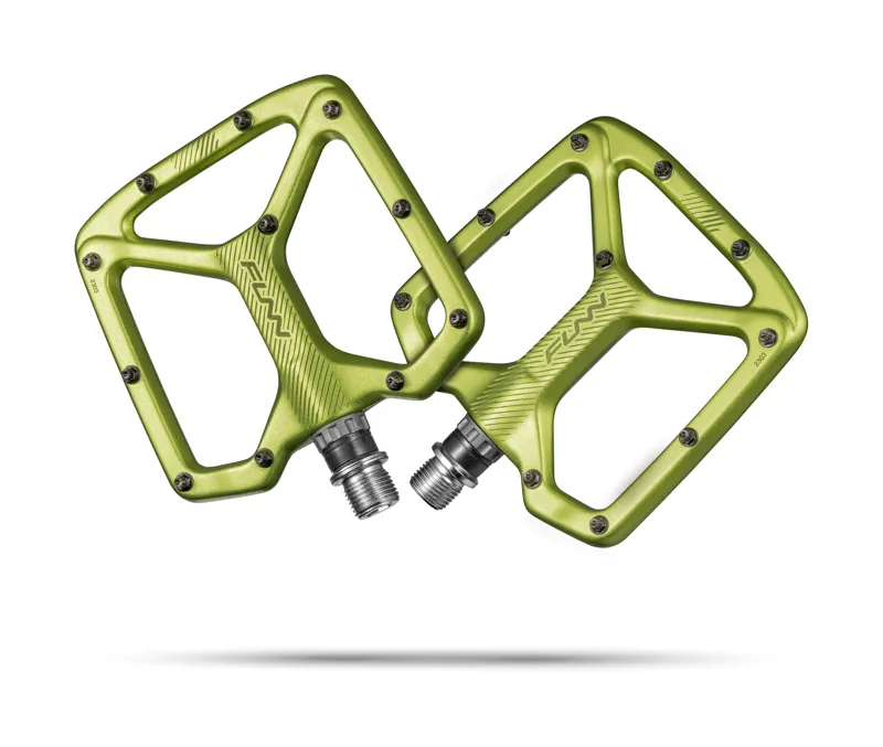  Funn Python 2 Alloy MTB Flat Pedals With Long Adjustable Pins Green