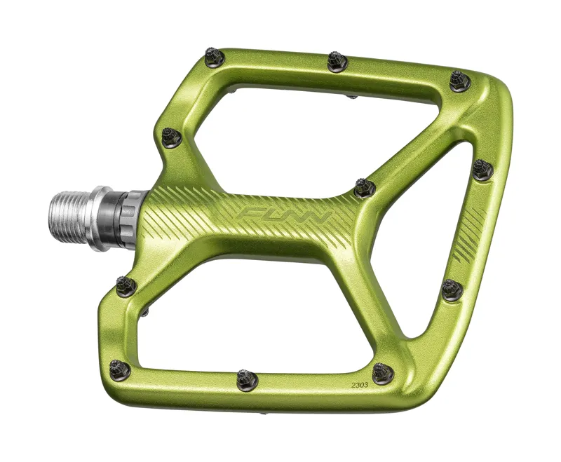  Funn Python 2 Alloy MTB Flat Pedals With Long Adjustable Pins Green-1