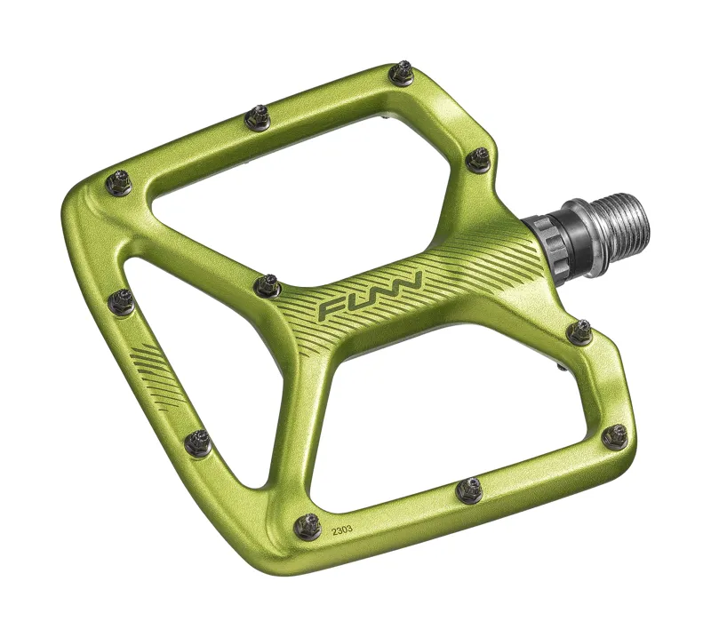  Funn Python 2 Alloy MTB Flat Pedals With Long Adjustable Pins Green-2