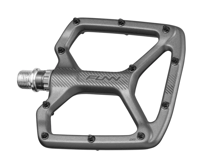 Funn Python 2 Alloy MTB Flat Pedals With Long Adjustable Pins Grey-1