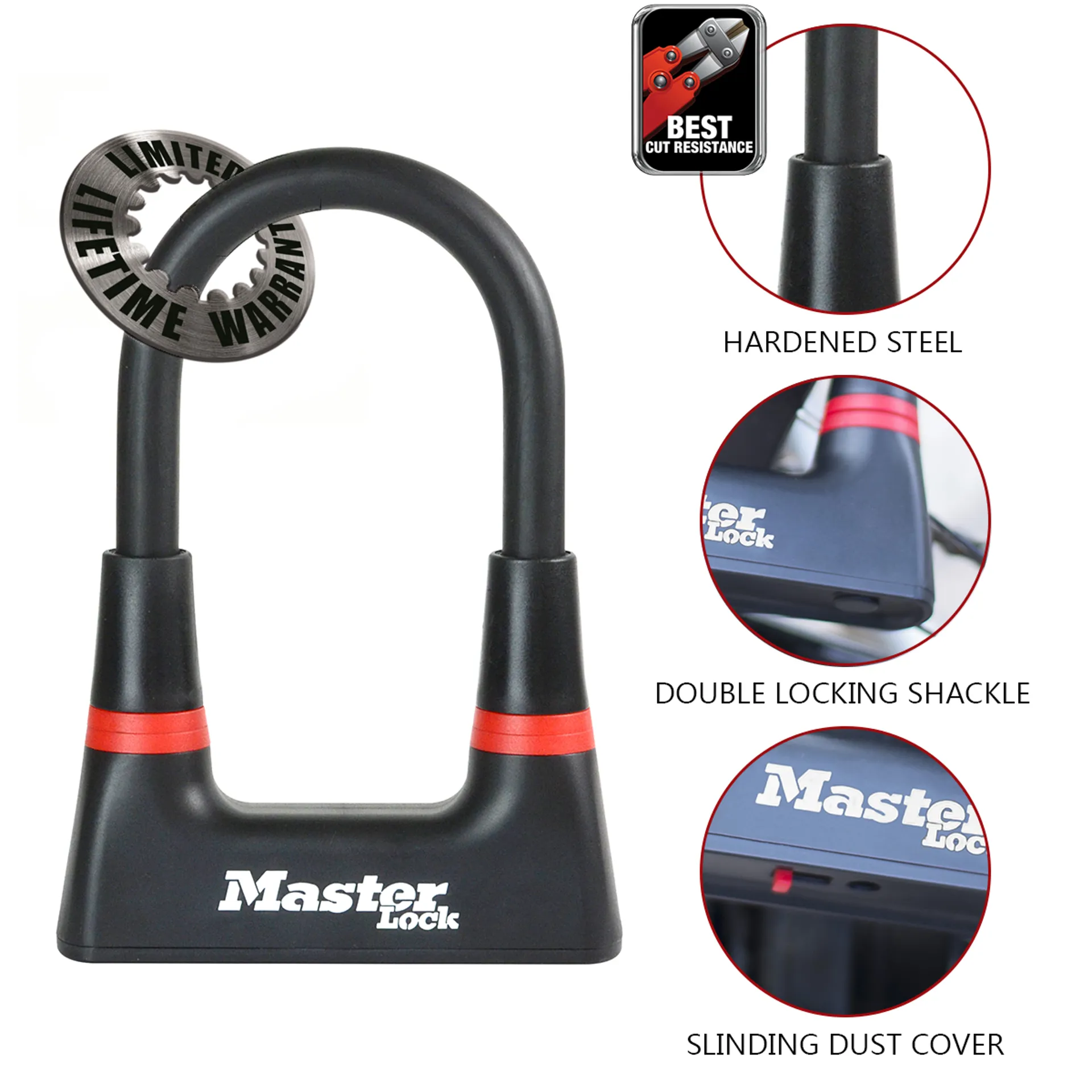 Master Lock Sold Secure Diamond D-Lock X 16cm 8278EURDPRO Black