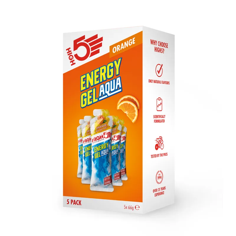 High5 Energy Gel Aqua x5 66g Orange Vegan Friendly