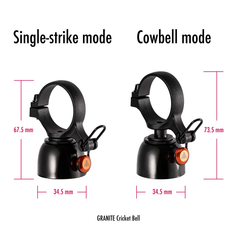 Granite CRICKET MTB Bell With Cowbell Mode Black Orange-4