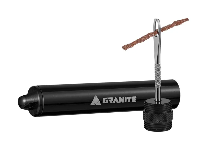 Granite Suture Tyre Plug Kit With CO2 Inflator Head - Tubeless Tyre Repair Black