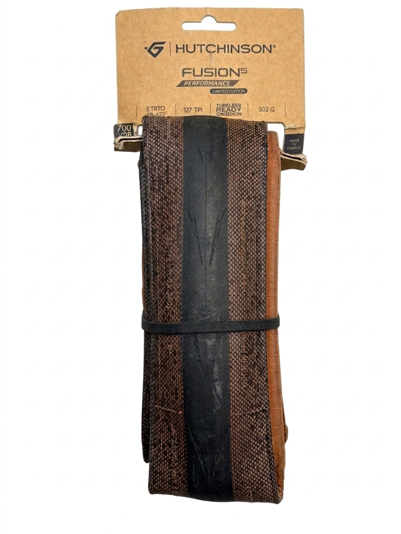 Hutchinson Fusion 5 Performance Road Race Tyre Gridskin Tan Wall 700 x 28 Tubeless Ready - Tatty cardboard packaging-4