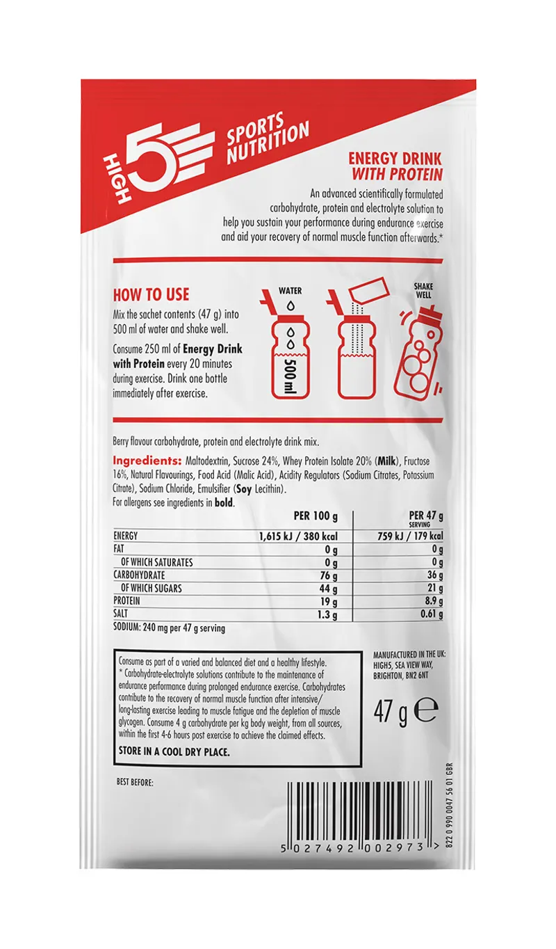 High5 Energy Drink With Protein 12x47g Sachet-2