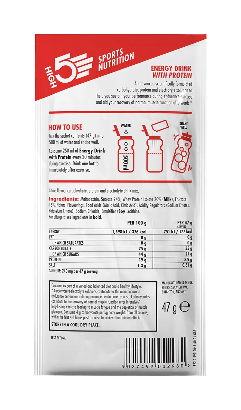 High5 Energy Drink With Protein 12x47g Sachet-4