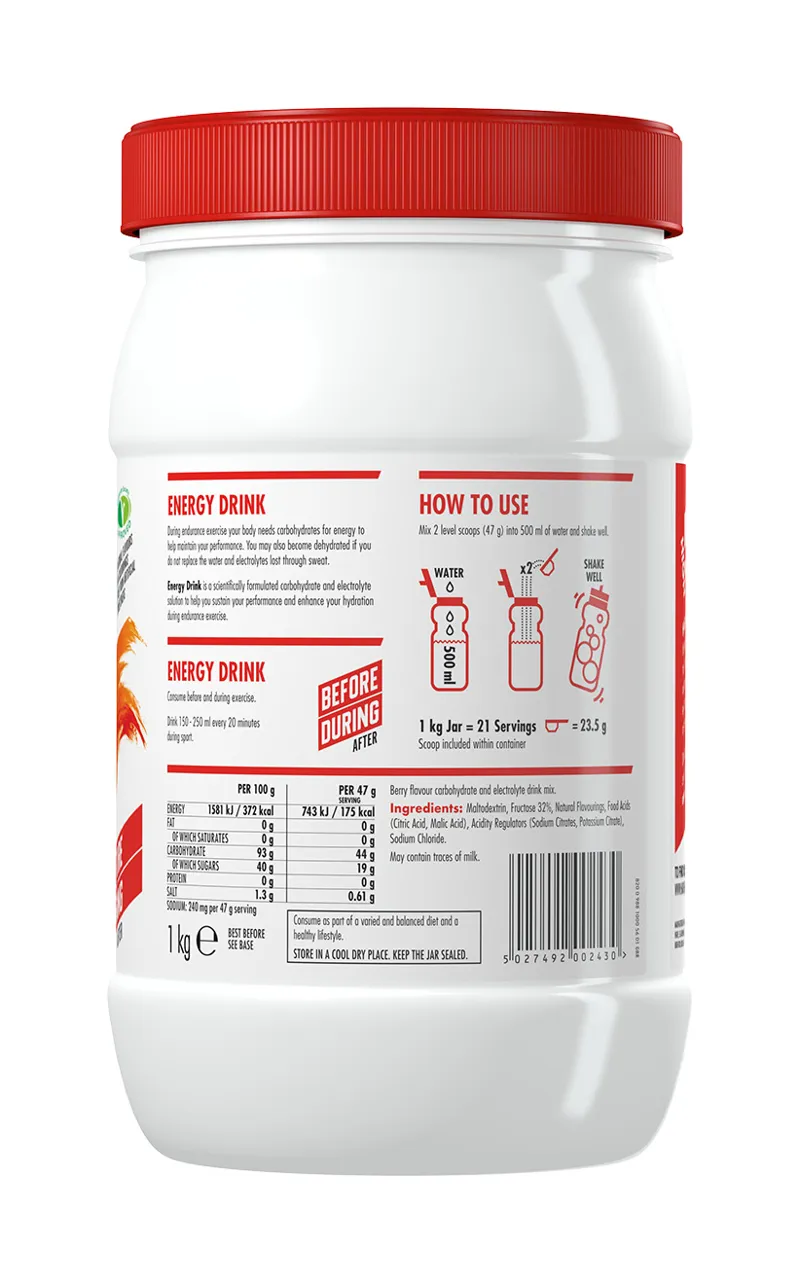 High5 Energy Drink Plain Tub 1Kg Various Flavours Vegan Friendly-1