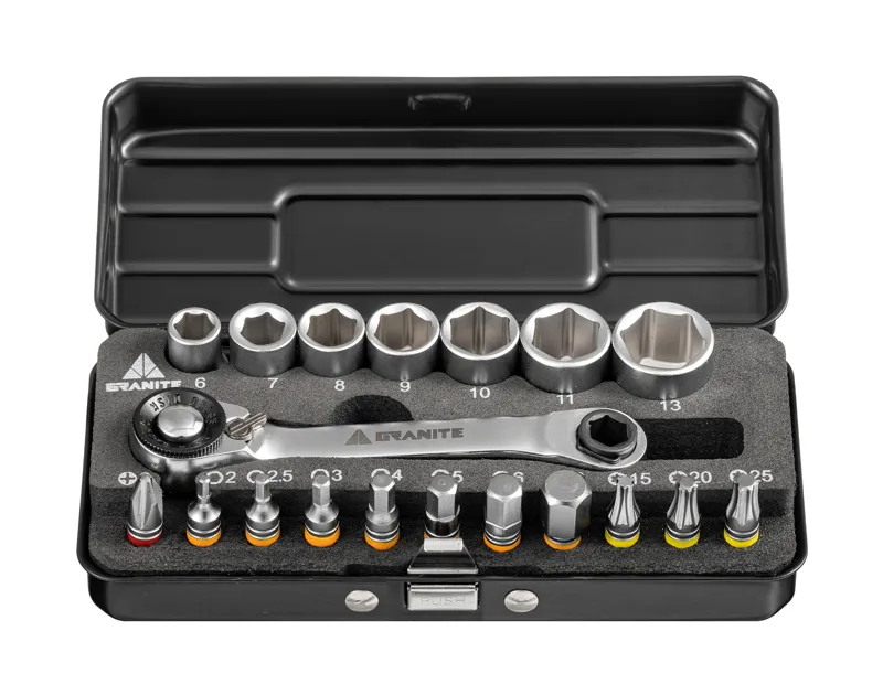 Granite Duet Compact Ratchet Tool Kit With 7 Sockets and 11 Precision Bits-1