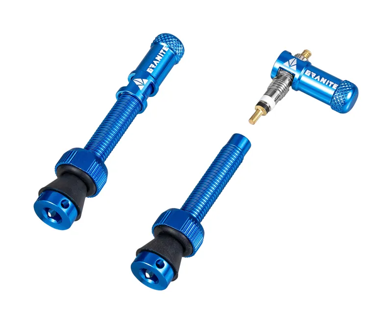 Granite Match Tubeless Valve and Juicy Nipple Cap Blue 44mm