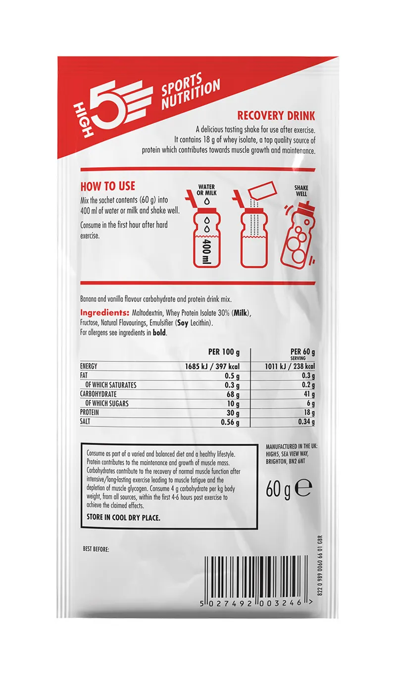 High5 Recovery Drink Sachet x 9 60g Various Flavours-8